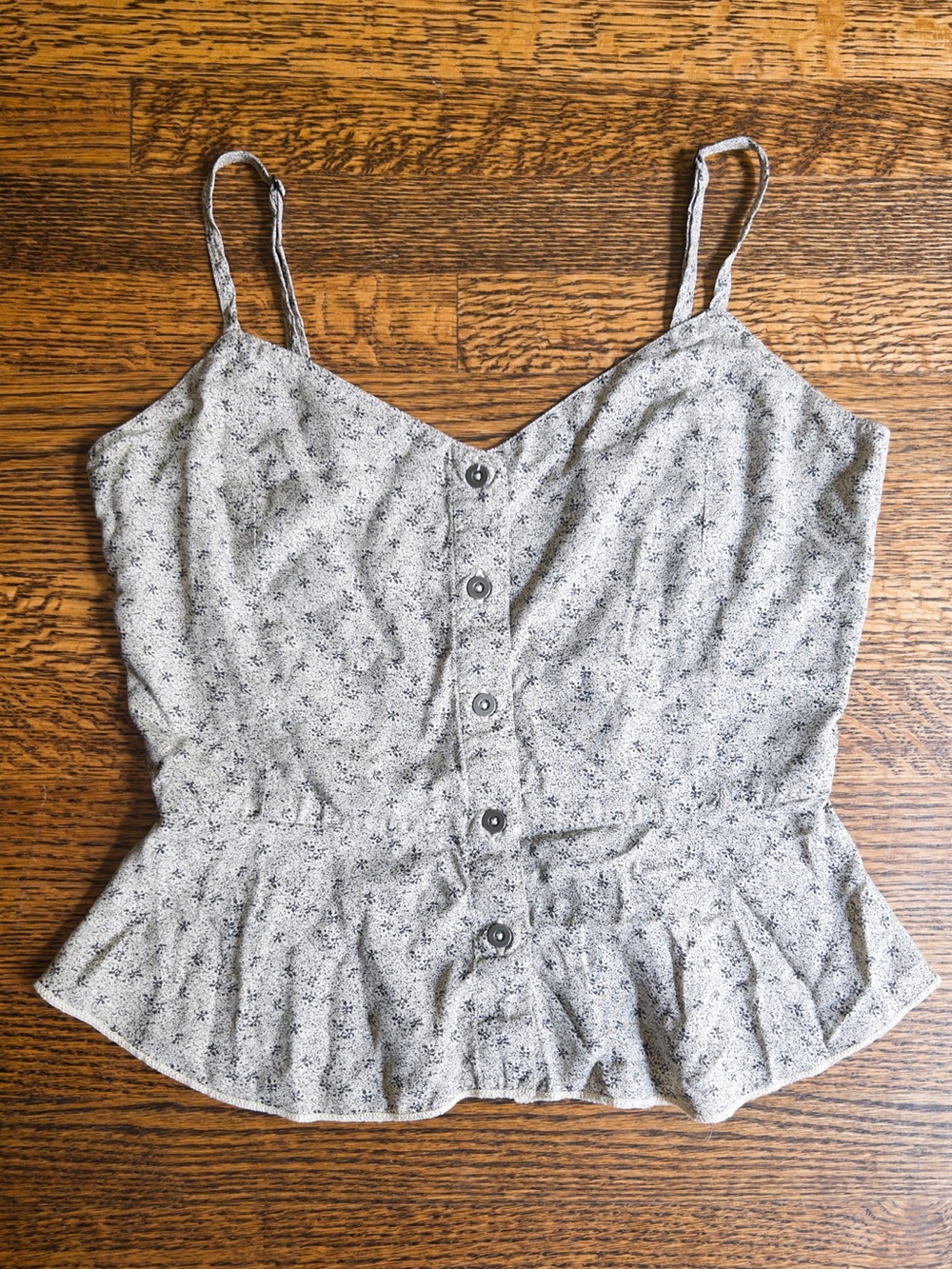 Final Price! Button Front Peplum Camisole Blouse